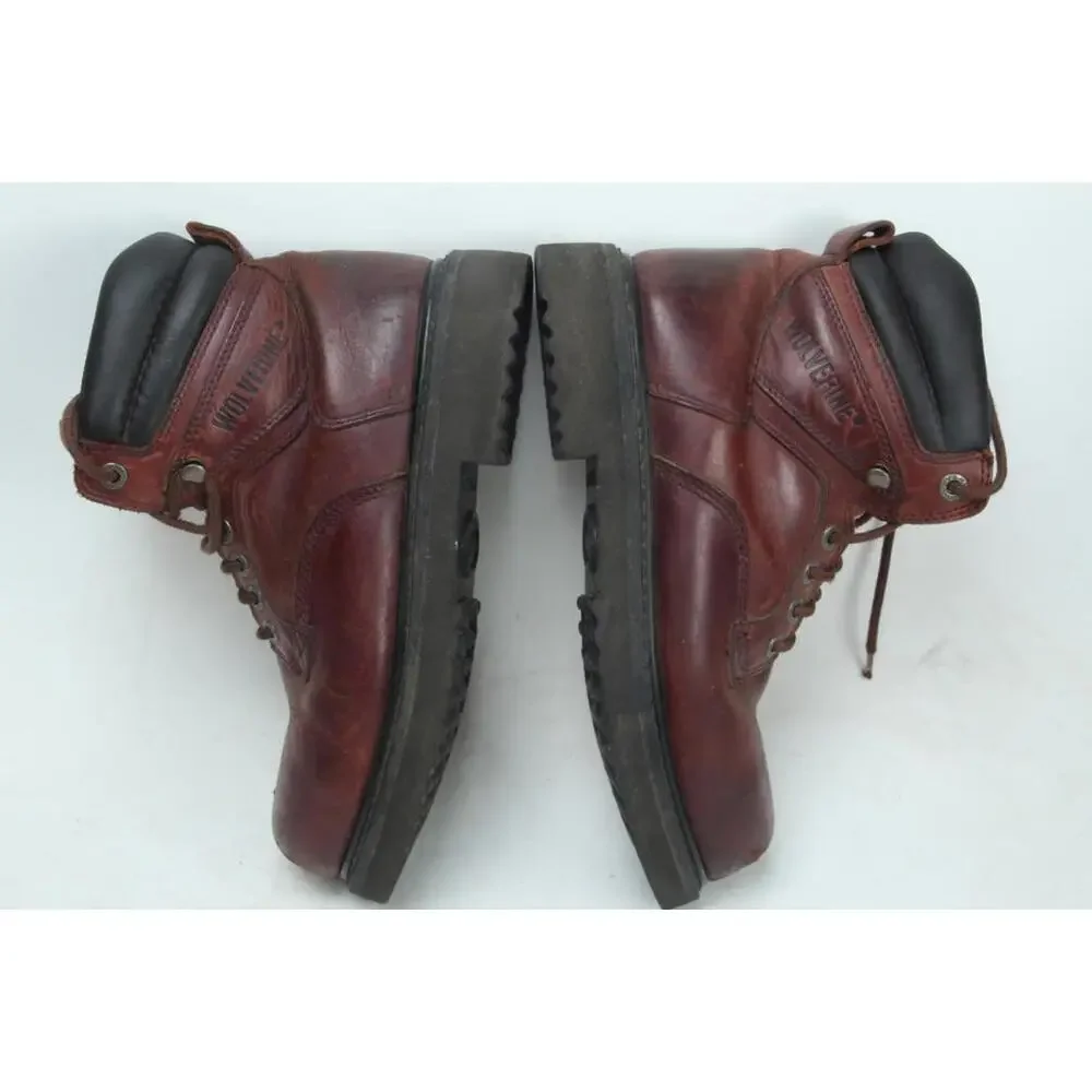 wolverine work boots steel toe leather lace up hiking mens sz 9.5 D